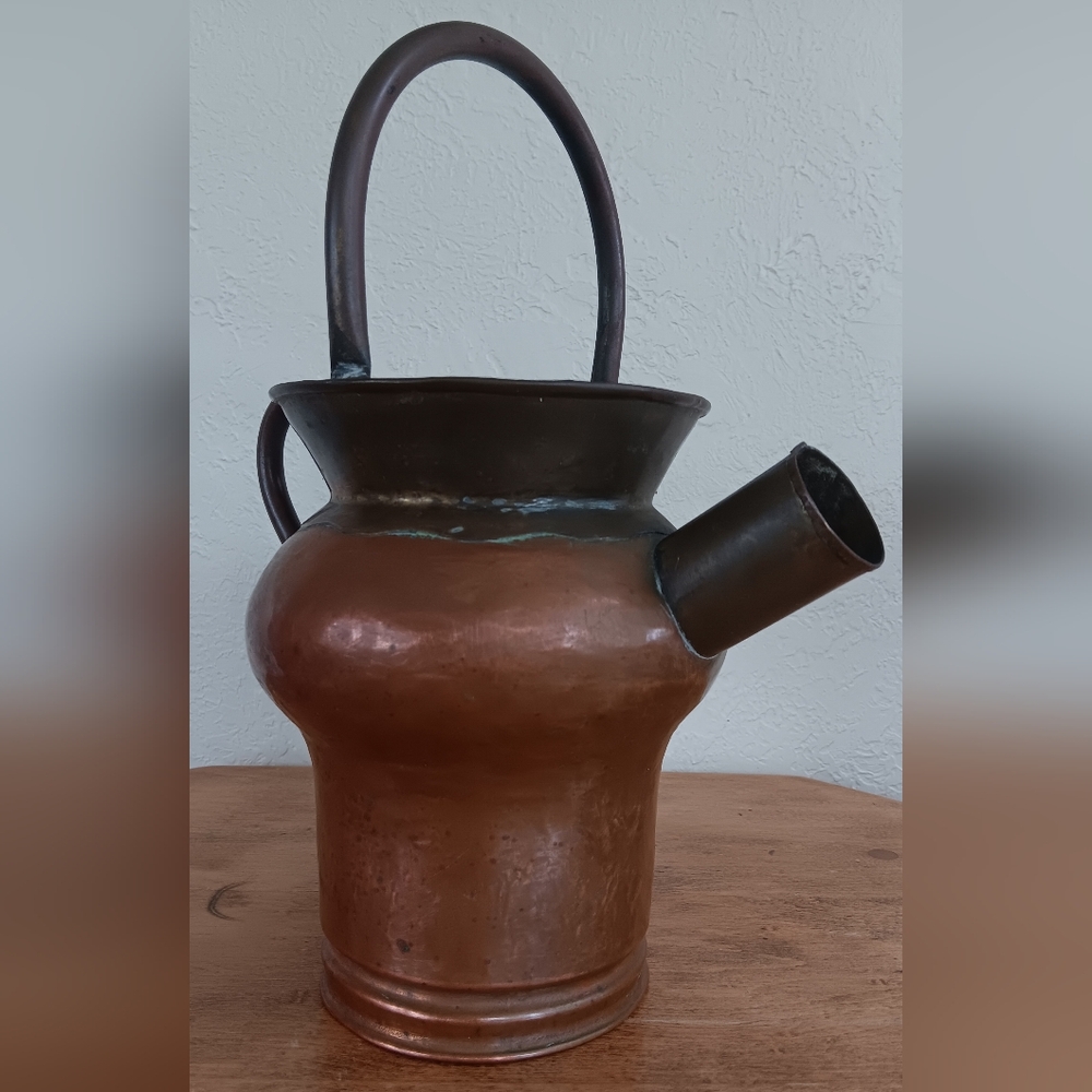 Vintage Copper Watering Can Made in Belgium Brass Accents Dual Handles - Picture 2 of 6